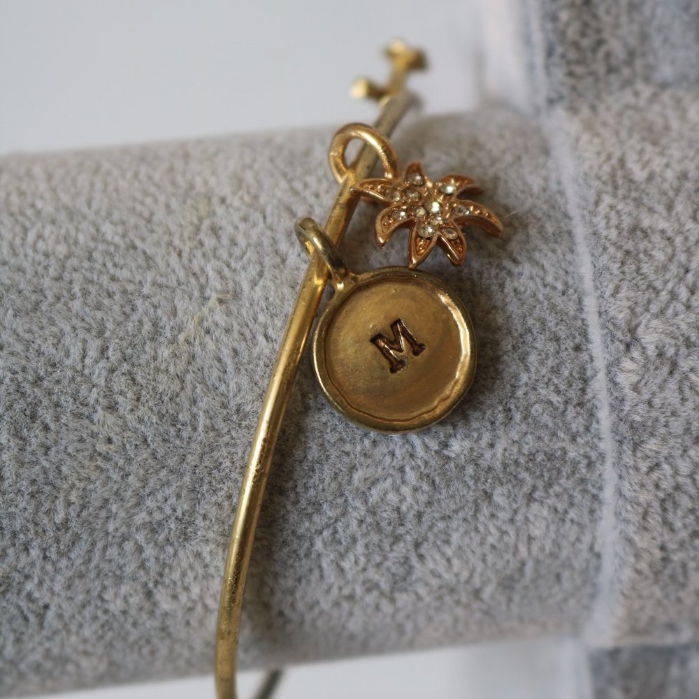 Letter M Monogram Charm Bangle Bracelet